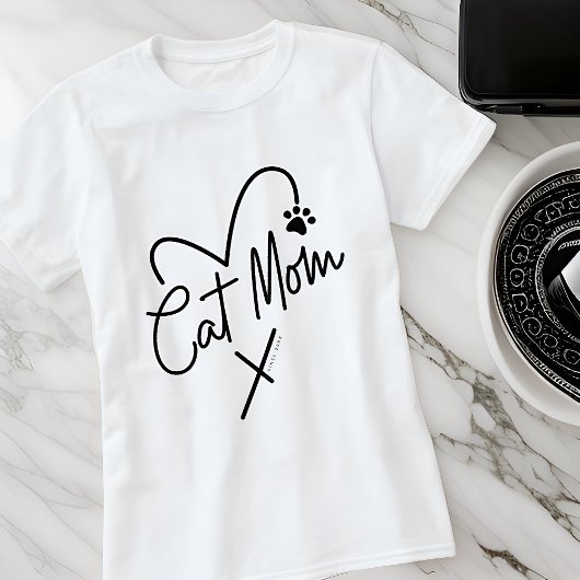 Cat Mama Moderne spielerische Herz-und Fun Typogra T-Shirt