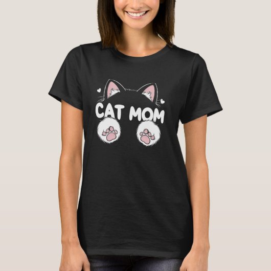 Cat Mama Mutter Neko Lucky Kitten Katze Lover Paws T-Shirt (Vorderseite)