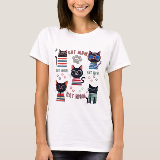 Cat Mama - Niedlich & gemütlich Design für Katzenl T-Shirt (Vorderseite)