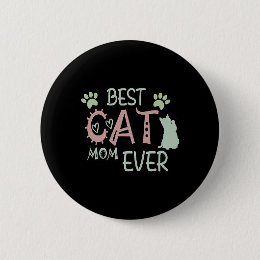 Cat Mama Niedlich Meow First Mütter Day Button (Vorderseite)