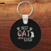 Cat Mama Niedlich Meow First Mütter Day Schlüsselanhänger (Vorderseite)