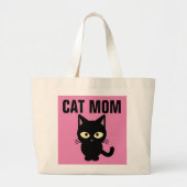 CAT-MAMA NIEDLICHE SCHWARZE CAT-TASCHE JUMBO STOFFBEUTEL (Vorne)
