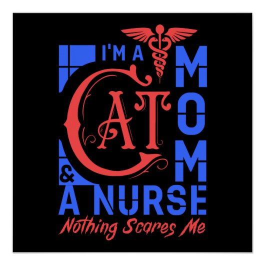 Cat Mama Nurse - Funny Gift for Nurses & Cat Lover Poster (Vorderseite)