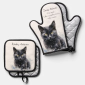 Cat-Mama Ofenhandschuh & Topflappen-Set (Vorderseite/Rückseite)