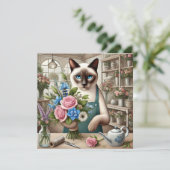 Cat Mama organisiert Blume Muttertag Feiertagskarte (Stehend Vorderseite)