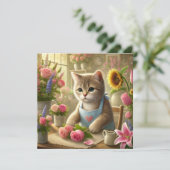 Cat Mama organisiert Blume Muttertag Feiertagskarte (Stehend Vorderseite)