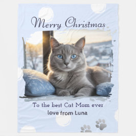 Cat Mama Personalisiert Pet Foto Weihnachten Fleecedecke