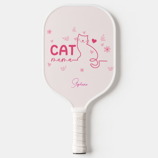Cat Mama Personalisiert-rosa Niedliches Cat Design Pickleball Schläger (Vorderseite)