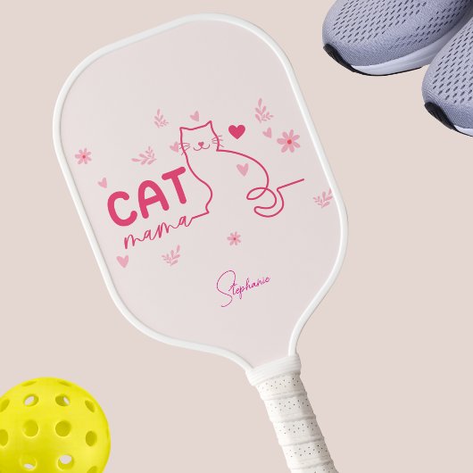 Cat Mama Personalisiert-rosa Niedliches Cat Design Pickleball Schläger
