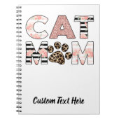 Cat Mama Pink Floral & Leopard Paw Notebook Notizblock (Vorderseite)
