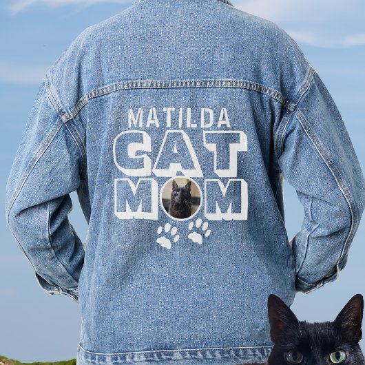 Cat Mama PW Print Name Pet Foto Frauen Jeansjacke