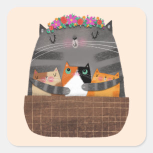 Cat-Mama Quadratischer Aufkleber
