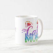 Cat Mama Rainbow Glitzer Kaffeetasse (VorderseiteRechts)