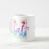 Cat Mama Rainbow Glitzer Kaffeetasse (Vorderseite Links)