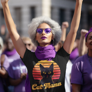 Cat Mama Retro Sonnenuntergang Silhouette einer sc T-Shirt