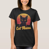 Cat Mama Retro Sonnenuntergang Silhouette einer sc T-Shirt (Vorderseite)