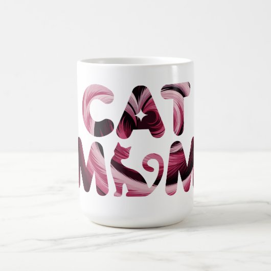 Cat Mama Rosa Abstrakte Kunst Tasse (Mittel)
