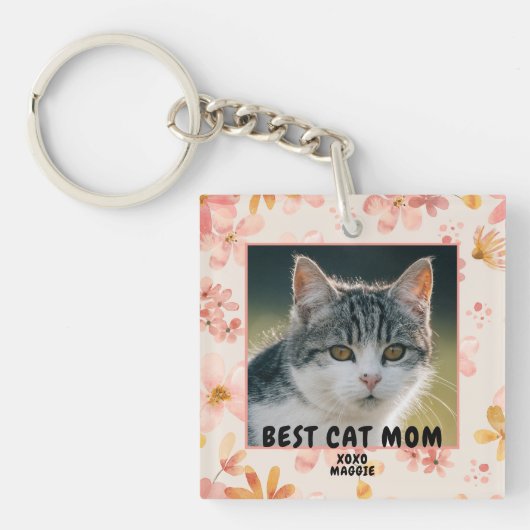 Cat Mama Rosa Foto Schlüsselanhänger (Vorderseite)