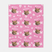 Cat Mama Rosa Personalisierter Name und Foto Wiede Fleecedecke (Vorderseite)