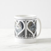 CAT-MAMA RÜCKSETZEN Drei Foto Herzrahmen grau Kaffeetasse (VorderseiteRechts)