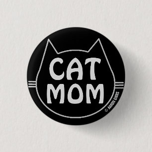 CAT MAMA Schwarz und Weiß Button