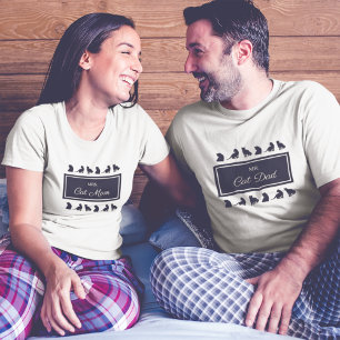 Cat Mama Schwarz-weiß Matching Couple Ehefrau T-Shirt