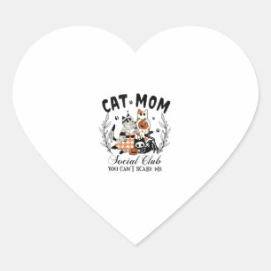 Cat Mama Social Club Ghost Cat Halloween Gothic Bl Herz-Aufkleber