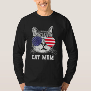 Cat Mama Sonnenbrille Us Flag Katze Mama Muttertag T-Shirt