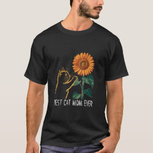 Cat Mama Summer Cat Sonnenblume Schmetterling und T-Shirt