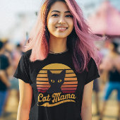 Cat Mama Sunset Silhouette einer Schwarzen Katze T-Shirt