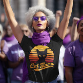 Cat Mama Sunset Silhouette einer Schwarzen Katze T-Shirt