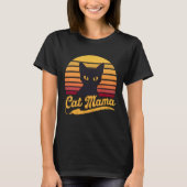 Cat Mama Sunset Silhouette einer Schwarzen Katze T-Shirt (Vorderseite)