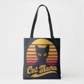 Cat Mama Sunset Silhouette einer Schwarzen Katze Tasche (Vorderseite)