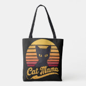 Cat Mama Sunset Silhouette einer Schwarzen Katze Tasche (Rückseite)