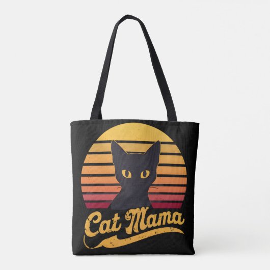 Cat Mama Sunset Silhouette einer Schwarzen Katze Tasche (Rückseite)