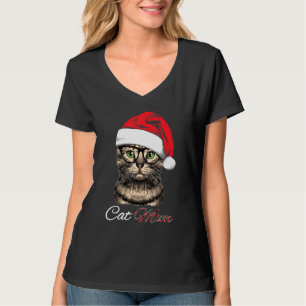 Cat Mama T Red Buffalo Kariert Hat Santa Pajama Ma T-Shirt