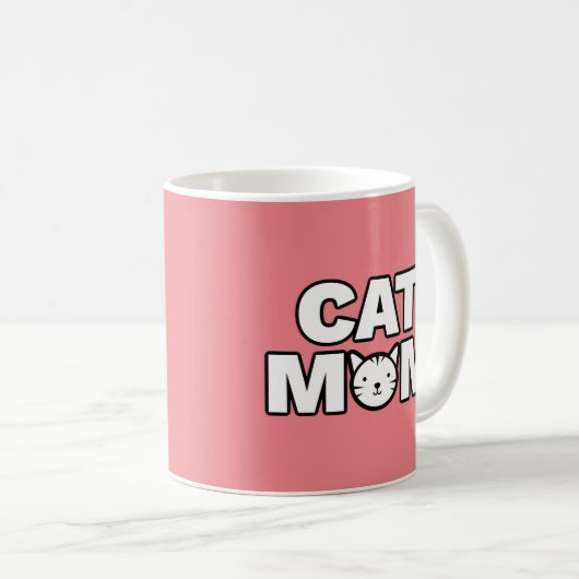 CAT-MAMA-Tasse (rosa) Kaffeetasse (VorderseiteRechts)