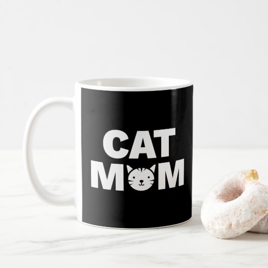 CAT-MAMA-Tasse (schwarz) Kaffeetasse (Mit Donut)
