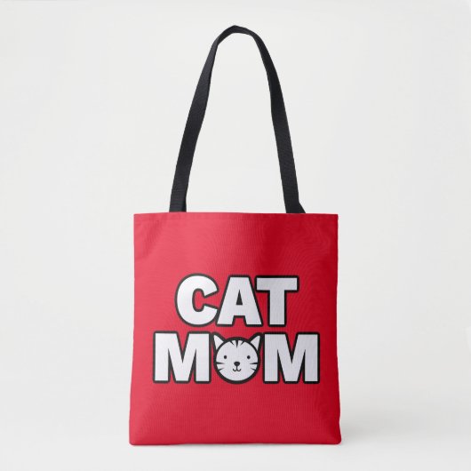 CAT MAMA Tote Beutel (rot) Tasche (Vorderseite)