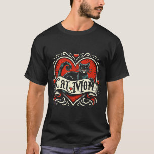Cat Mama Vintag Tattoo Style Funny Frische Pasta m T-Shirt