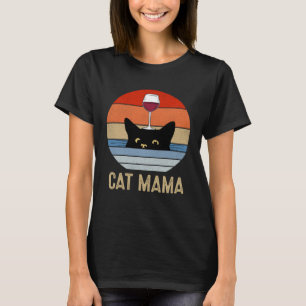 Cat Mama Vintage Eighties Style Retro Cat Weinglas T-Shirt