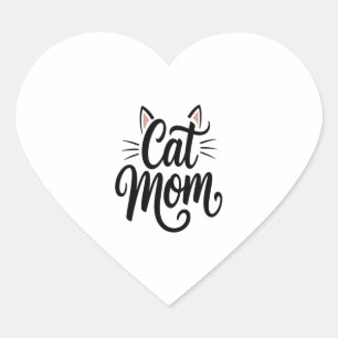 Cat Mama Whiskys und Ohren Herz-Aufkleber