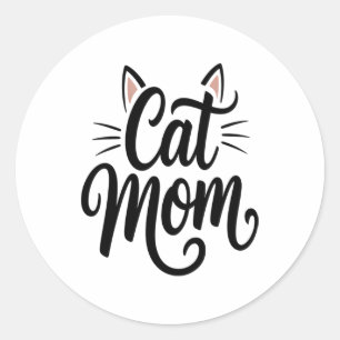 Cat Mama Whiskys und Ohren Runder Aufkleber