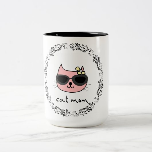 Cat-Mama Zweifarbige Tasse (Mittel)
