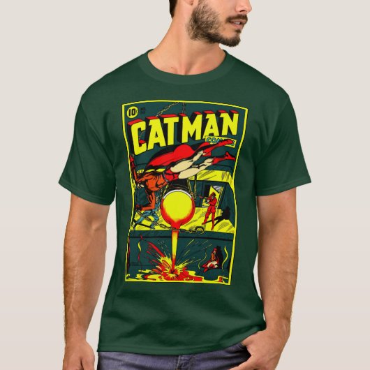 Cat-Man-Comic-T - Shirt der 40er Jahre (Vorderseite)