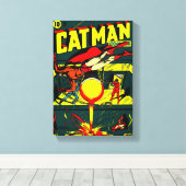 CAT-MAN-Comicen der 40er Jahre - Canvas Print Leinwanddruck (Insitu (Holzboden))