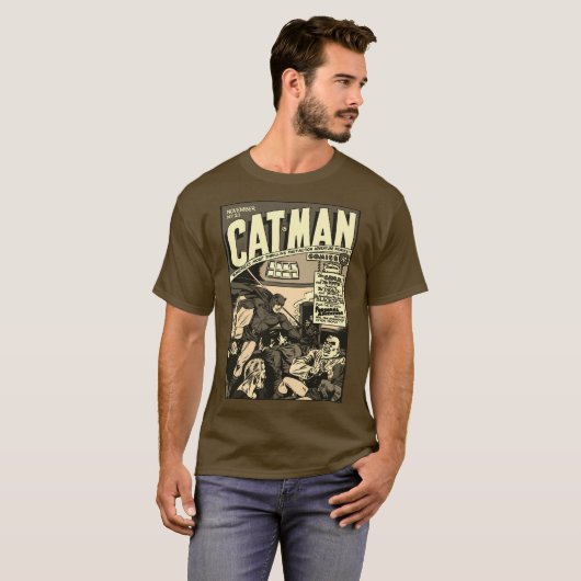CAT-MAN-Comicen (Monoton) der 40er Jahre (CAT-MAN- T-Shirt (Vorne ganz)