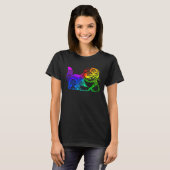Cat Mandala Rainbow Kitty Geometric Yoga Meditatio T-Shirt (Vorne ganz)