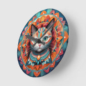 Cat Mandala Runde Wanduhr (Winkel)
