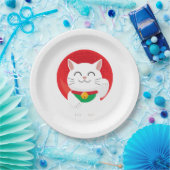 Cat Maneki Neko Japan Lucky Cat Frische Pasta mach Pappteller (Party)